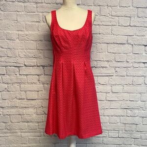 Nine West Vibrant Pink Textured Fit and Flare Dress Size 10